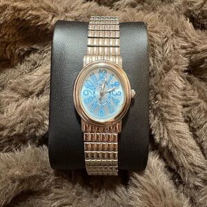 Silver Women's Watch with Blue Dial